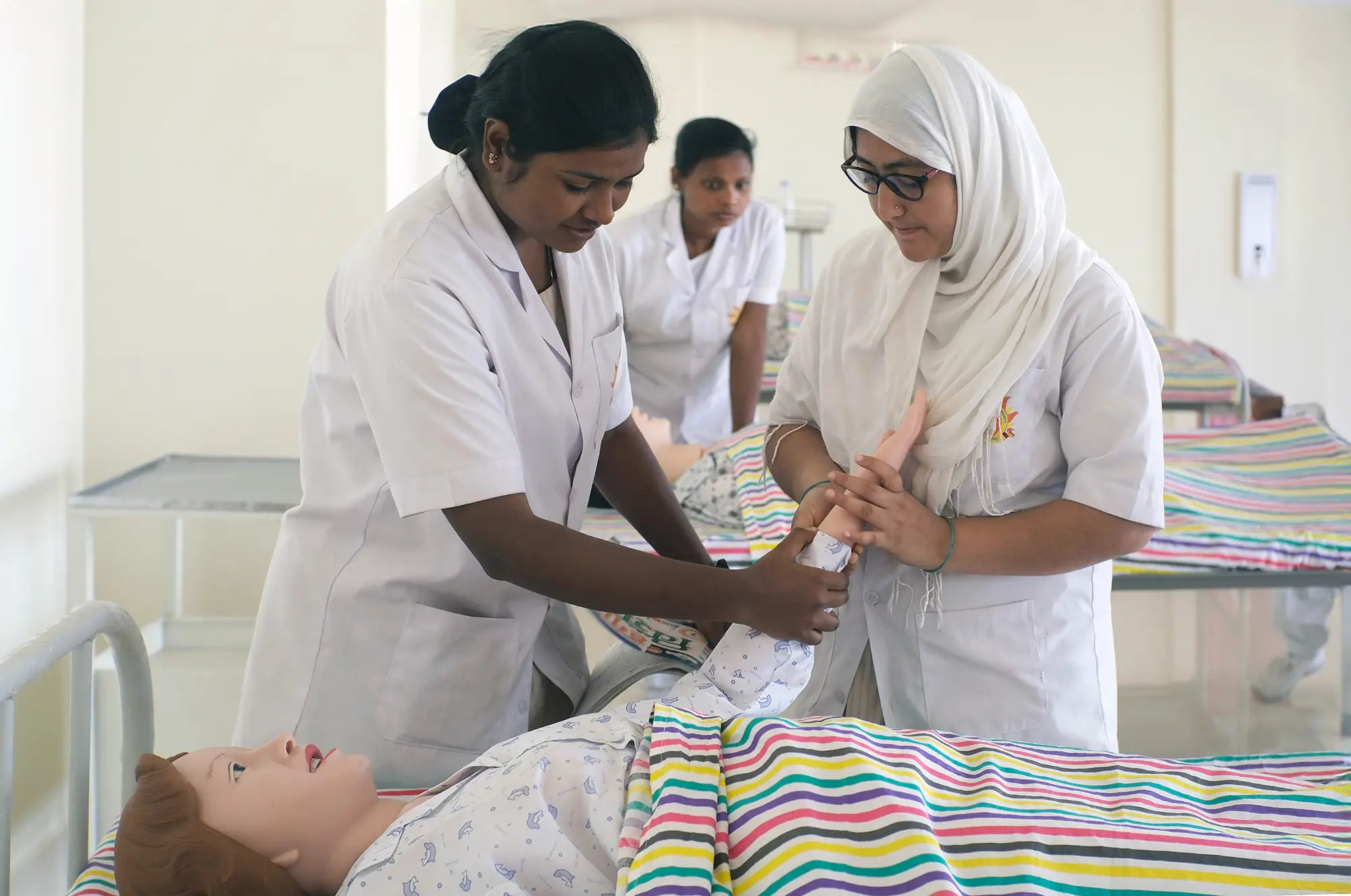 A group of nursing students studying together.