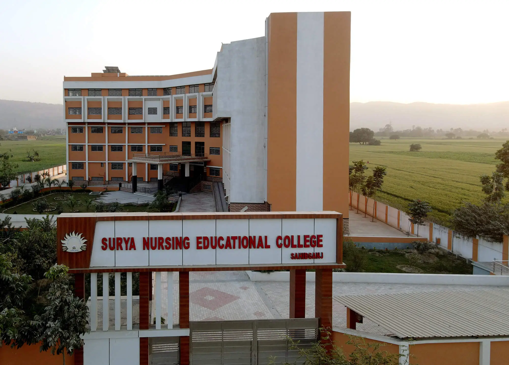 The main entrance to Surya Nursing Educational College.